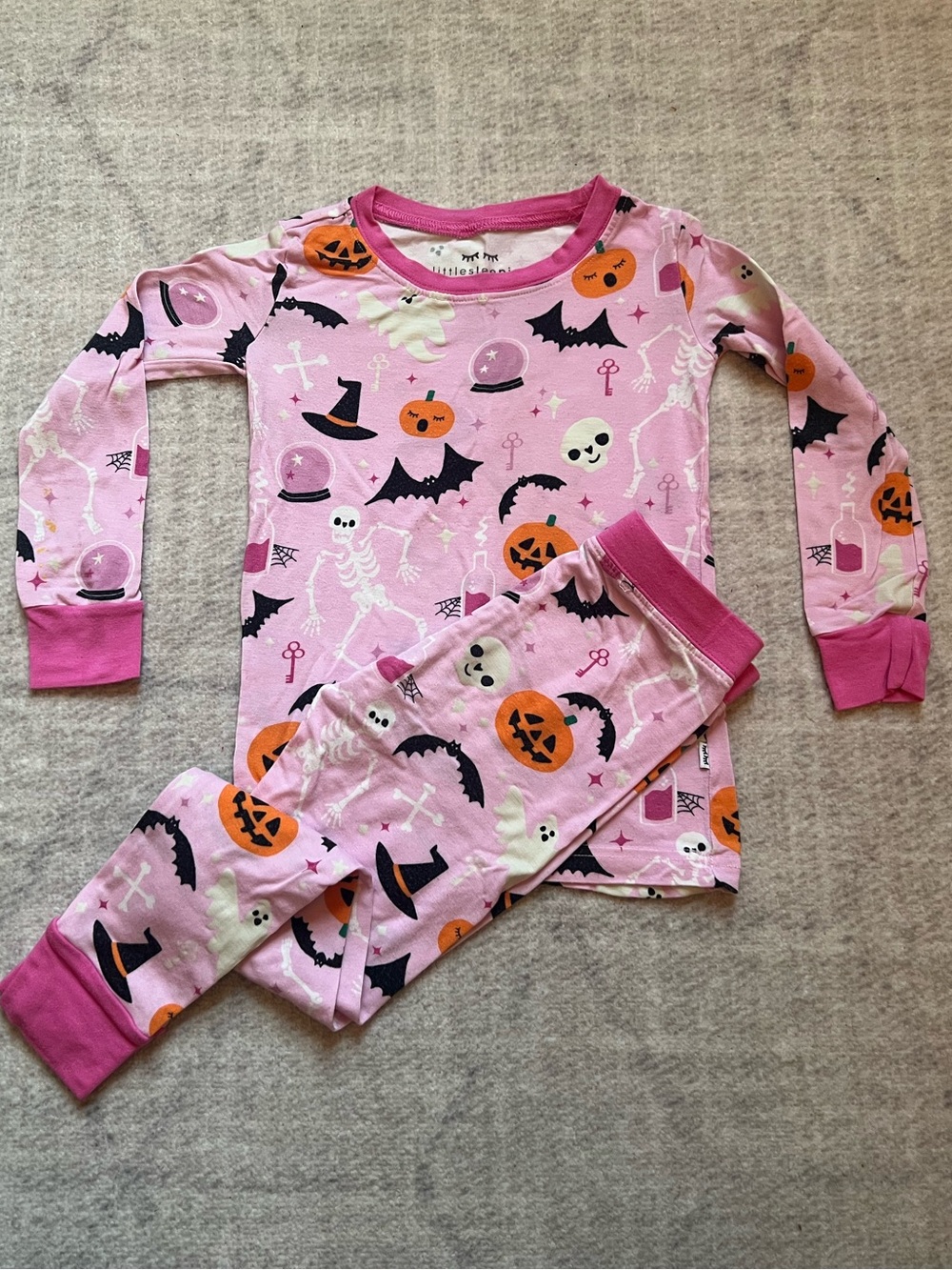Little Sleepies Pink Glowing Ghouls Halloween Bamboo Two-Piece LS Pajamas (2T)